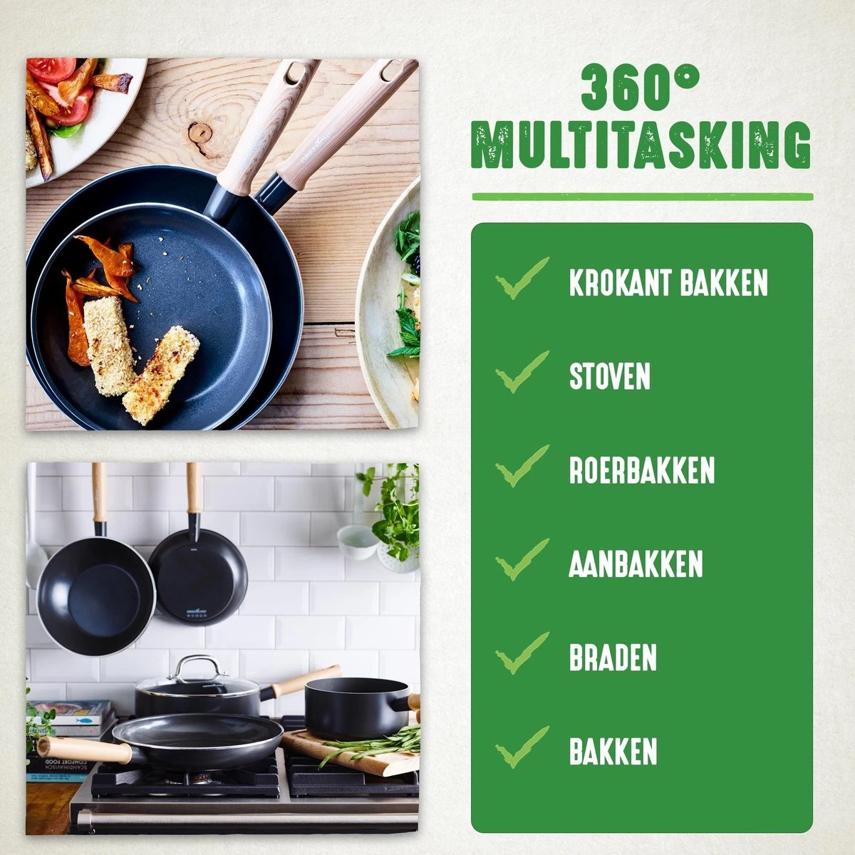 GreenChef Vintage Koekenpan 28cm - Zwart - Inductie - PFAS-vrij 9 GreenChef Vintage Koekenpan 28cm - Zwart - Inductie - PFAS-vrij - Afbeelding 7