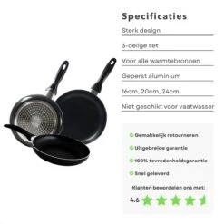 Cheqo® PRO 3-Delige Koekenpannenset - Koekenpan Set - Pannenset - Geperst Aluminium - Geschikt Voor Gas, Elektrisch, Keramisch, Halogeen Koken 13 Cheqo® PRO 3-Delige Koekenpannenset - Koekenpan Set - Pannenset - Geperst Aluminium - Geschikt Voor Gas, Elektrisch, Keramisch, Halogeen Koken -Kookpot Serie Winkel 1200x1200 529