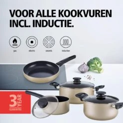 BRABANTIA START 2 COOK Pannenset - 4 Delig - Inductie - Keramische Anti Aanbaklaag - Pfas Vrij -Kookpot Serie Winkel 1200x1200 875
