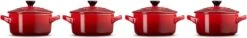 Le Creuset Aardewerken Mini Pannetjes Set Van 4 Stuks Kersenrood -Kookpot Serie Winkel 1200x184 1