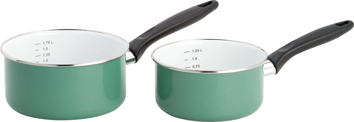 Lite-Body Magnus 2-delige Steelpannenset - Ø16 CM En Ø18 CM- Emaille - Olijf Groen - Inductie 3 Lite-Body Magnus 2-delige Steelpannenset - Ø16 CM En Ø18 CM- Emaille - Olijf Groen - Inductie