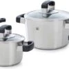 BK Conical Cool Glas Pannenset - 4-delig - RVS - Glazen Deksel - Inductie -Kookpot Serie Winkel 1200x426