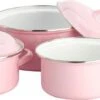 Lite-Body Pannenset - 3-delig - 2 Kookpannen & 1 Steelpan - Emaille - Serafijn Roze -Kookpot Serie Winkel 1200x453