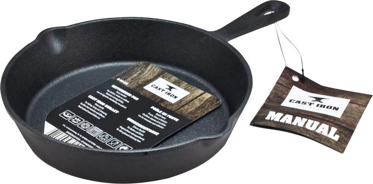 Cast Iron - Koekenpan - Barbecue Pan - BBQ - Gietijzer - 20x20cm - Zwart - Barbecue - Zomer - 3 Cast Iron - Koekenpan - Barbecue Pan - BBQ - Gietijzer - 20x20cm - Zwart - Barbecue - Zomer -