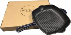 Koock Amsterdam® Grillpan - Geëmailleerd Gietijzer - Geschikt Voor Alle Warmtebronnen - Mat Blauw -Kookpot Serie Winkel 1200x602