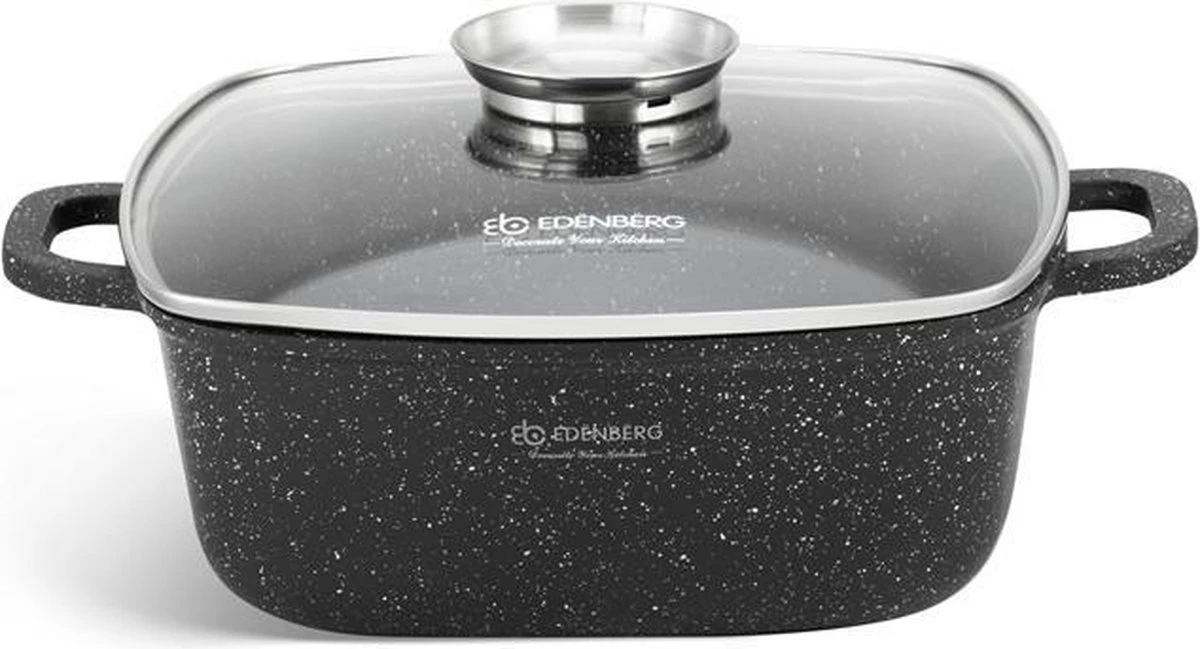 Edënbërg Stonetec Line - 8-delige Luxe Pannenset Van Gesmeed Aluminium - Zwart 4 Edënbërg Stonetec Line - 8-delige Luxe Pannenset Van Gesmeed Aluminium - Zwart - Afbeelding 2