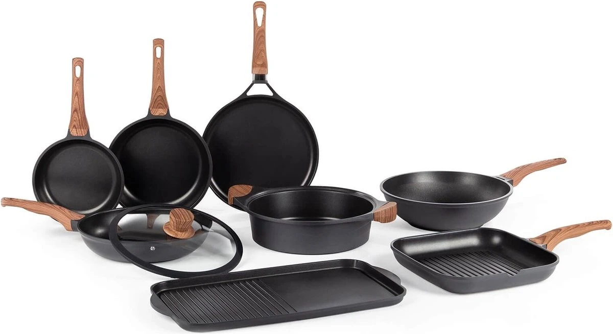 Rosmarino Black Line - Wokpan - Ø30cm - 100% PFAS & PFOA Vrij - Gegoten Aluminium - Non-stick Minerale Coating - Ergonomische Handgreep - Geschikt Voor Alle Warmtebronnen & Vaatwasser 10 Rosmarino Black Line - Wokpan - Ø30cm - 100% PFAS & PFOA Vrij - Gegoten Aluminium - Non-stick Minerale Coating - Ergonomische Handgreep - Geschikt Voor Alle Warmtebronnen & Vaatwasser - Afbeelding 8