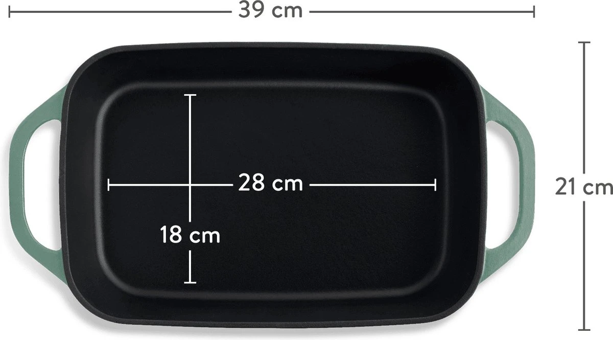 Springlane Gietijzer Ovenschaal Mint - 39,2 X 21,2 Cm, 4 L 5 Springlane Gietijzer Ovenschaal Mint - 39,2 X 21,2 Cm, 4 L - Afbeelding 3