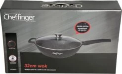 Cheffinger Wokpan Met Deksel - 32cm - Zwart - Pan - Keukenaccessoires -Kookpot Serie Winkel 1200x730 2