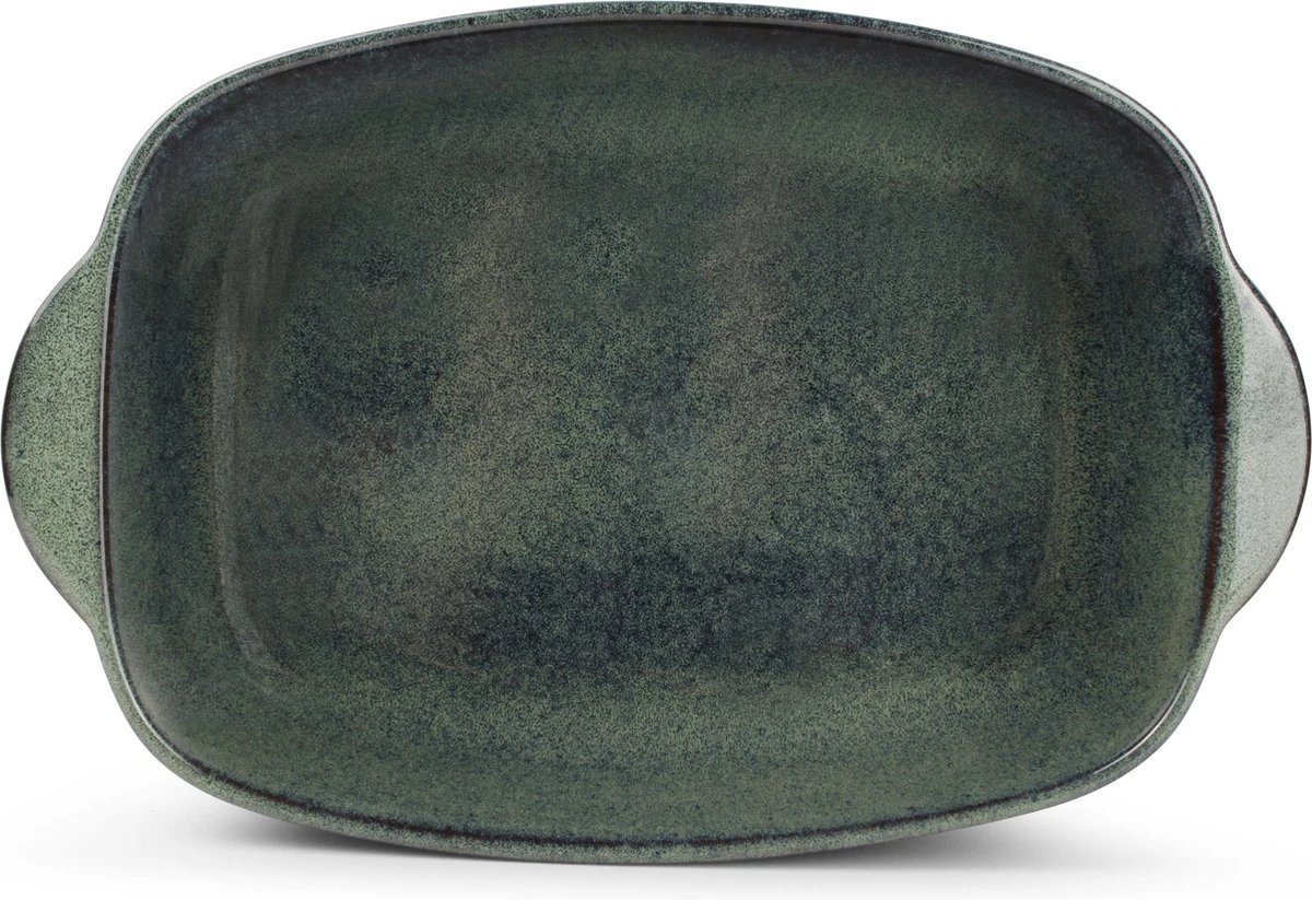 Ovenschaal 39/33x25,5xH8,5cm Groen/blauw Meridian 4 Ovenschaal 39/33x25,5xH8,5cm Groen/blauw Meridian - Afbeelding 2