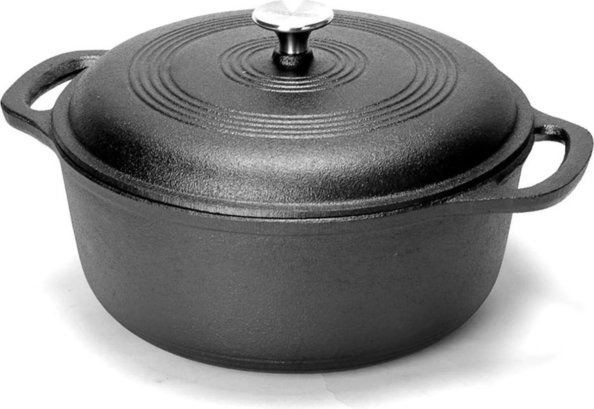 Gietijzeren Braadpan - 28 Cm - Pure Gietijzer - Niet Geëmailleerd - Geschikt Voor Inductie - Stoofpan Met Deksel - Sudderpan - Zwart 3 Gietijzeren Braadpan - 28 Cm - Pure Gietijzer - Niet Geëmailleerd - Geschikt Voor Inductie - Stoofpan Met Deksel - Sudderpan - Zwart