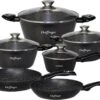 Cheffinger Pannenset - 10 Delig - Marmeren Coating - Inductie - Met Glazen Deksels - Zwart -Kookpot Serie Winkel 1200x836 2