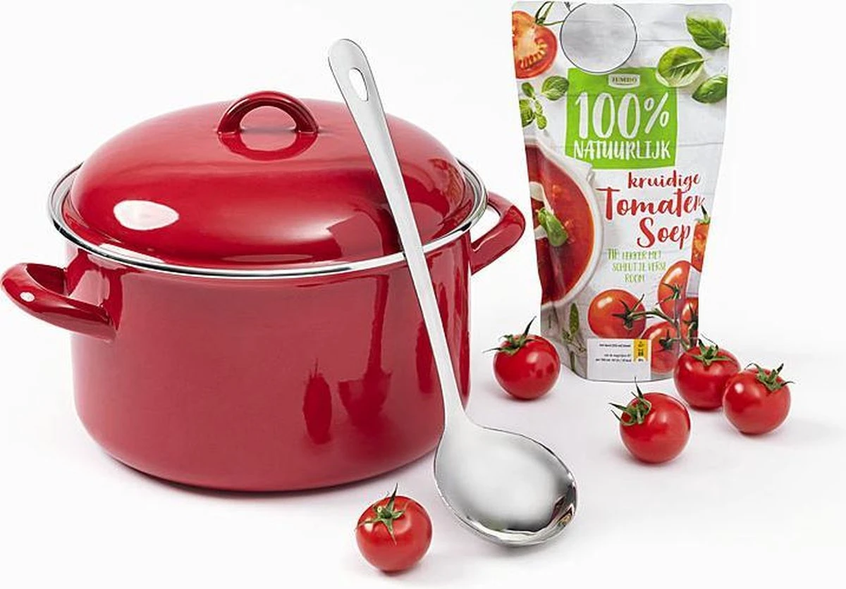Stamppot / Soeppan, ø24cm, Rood Emaille, Voccelli 5 Stamppot / Soeppan, ø24cm, Rood Emaille, Voccelli - Afbeelding 3