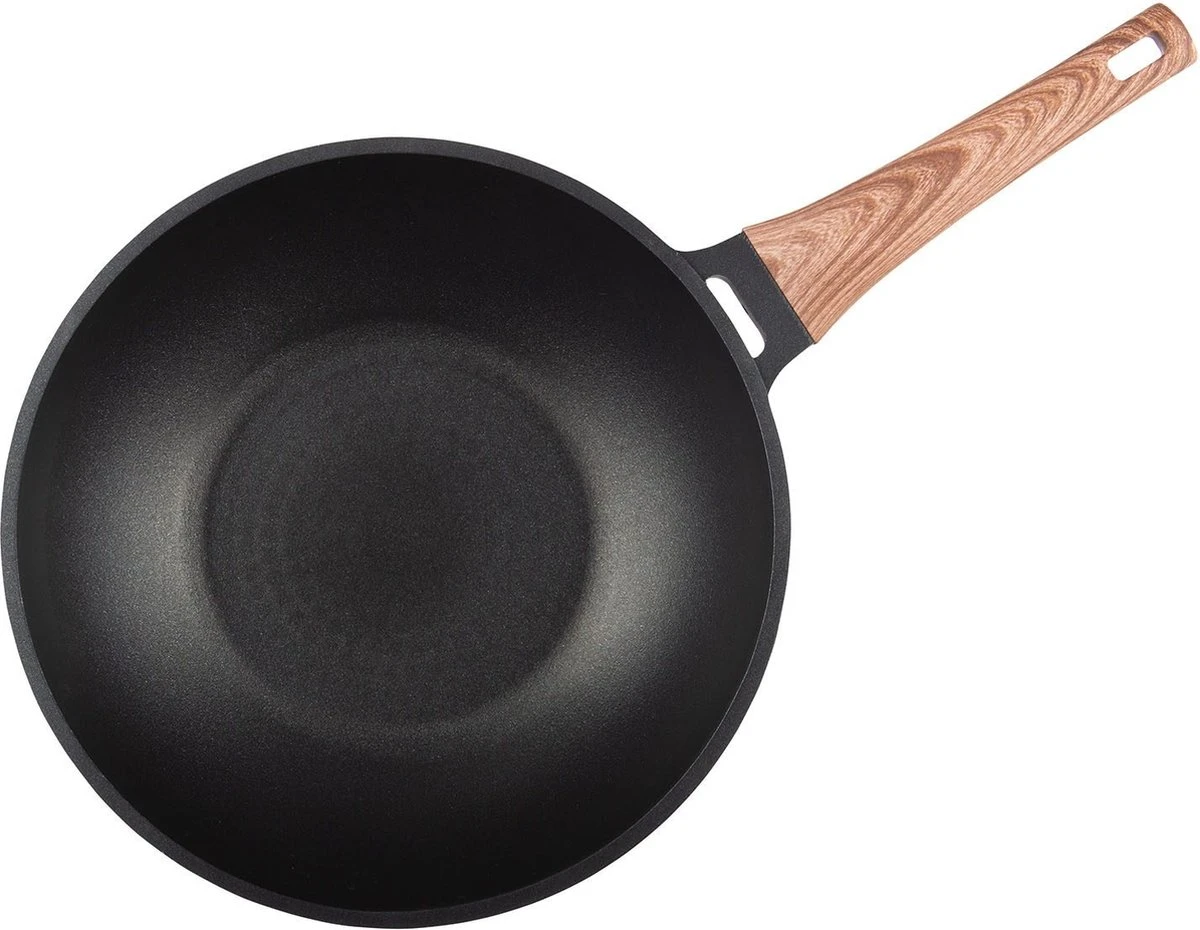 Rosmarino Black Line - Wokpan - Ø30cm - 100% PFAS & PFOA Vrij - Gegoten Aluminium - Non-stick Minerale Coating - Ergonomische Handgreep - Geschikt Voor Alle Warmtebronnen & Vaatwasser 4 Rosmarino Black Line - Wokpan - Ø30cm - 100% PFAS & PFOA Vrij - Gegoten Aluminium - Non-stick Minerale Coating - Ergonomische Handgreep - Geschikt Voor Alle Warmtebronnen & Vaatwasser - Afbeelding 2