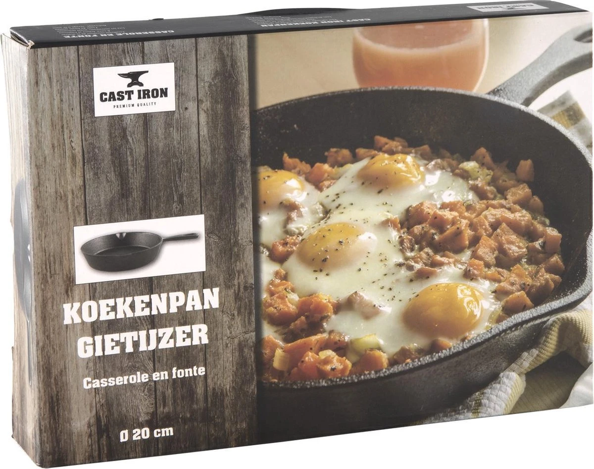 Cast Iron - Koekenpan - Barbecue Pan - BBQ - Gietijzer - 20x20cm - Zwart - Barbecue - Zomer - 4 Cast Iron - Koekenpan - Barbecue Pan - BBQ - Gietijzer - 20x20cm - Zwart - Barbecue - Zomer - - Afbeelding 2