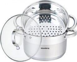 Stoompan 3.1 L - Rijst- En Groentestomer 3-Delig - Ø 20 Cm - Roestvrijstaal Met Glasdeksel - FIRENZE