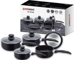Herzberg HG-5003BK: 8 Pieces Marble Cookware Set - Black -Kookpot Serie Winkel 1200x987 2