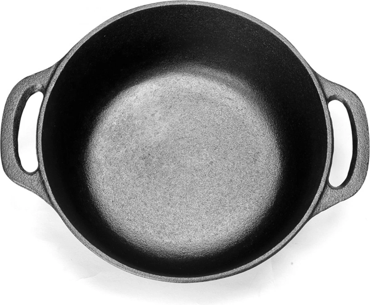 Gietijzeren Braadpan - 28 Cm - Pure Gietijzer - Niet Geëmailleerd - Geschikt Voor Inductie - Stoofpan Met Deksel - Sudderpan - Zwart 6 Gietijzeren Braadpan - 28 Cm - Pure Gietijzer - Niet Geëmailleerd - Geschikt Voor Inductie - Stoofpan Met Deksel - Sudderpan - Zwart - Afbeelding 4