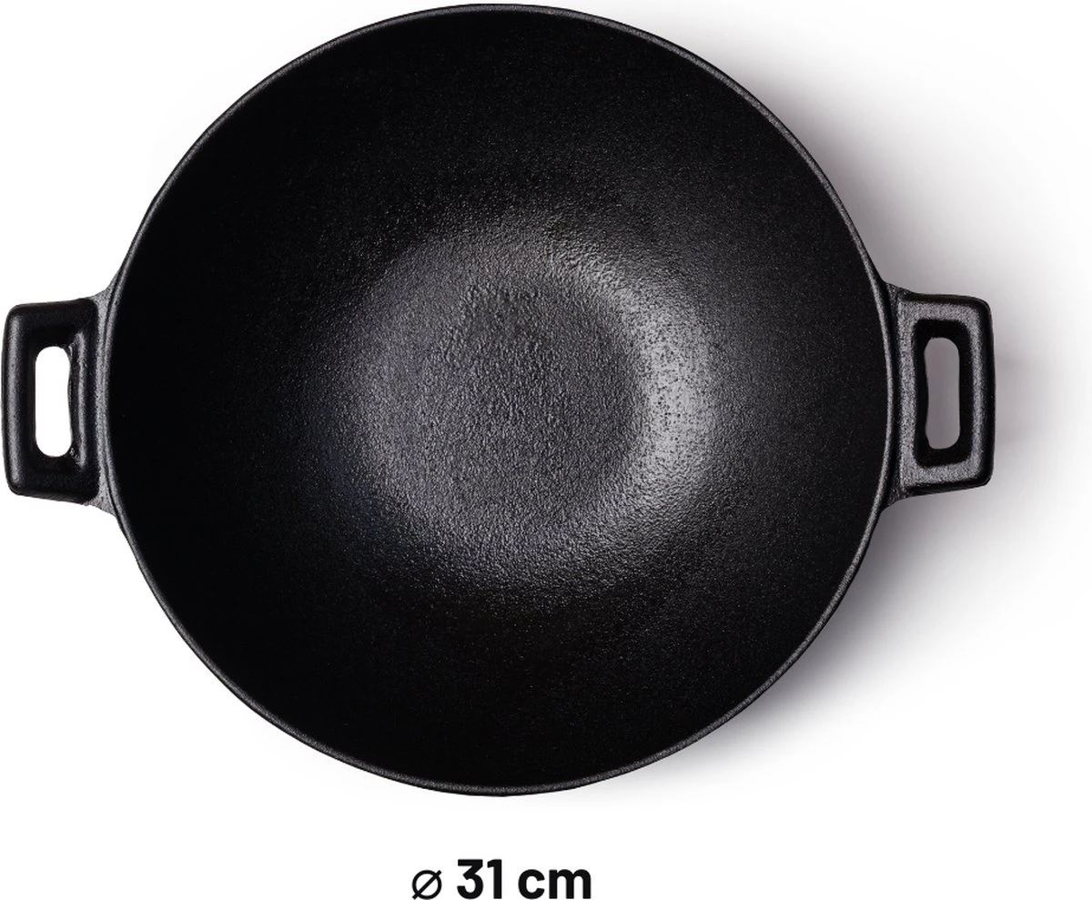Orange85 Gietijzeren Wokpan - Alle Warmtebronnen - Inductie - Wok - Zwart - 31cm - Gietijzer - Wokpannen 5 Orange85 Gietijzeren Wokpan - Alle Warmtebronnen - Inductie - Wok - Zwart - 31cm - Gietijzer - Wokpannen - Afbeelding 3