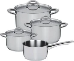 Sola Pannenset Blizz - 4 Delig - Ø Cm - Zilver - RVS - Sandwichbodem -Kookpot Serie Winkel 1200x993