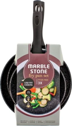 Luxe Marble Stone Pannenset 3-delig | Ø 20 - 24 - 28 Cm - Pannen - Vrij Van PFOA - Alle Warmtebronnen - Anti Aanbak - Extra Sterk -Kookpot Serie Winkel 688x1200