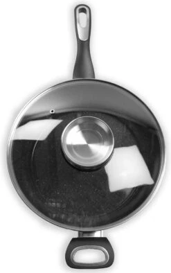 Merkloos Keukenpan Met Deksel En Heeft Een Diameter Van Ø 28 Cm - Luxe Hapjespan Keukenpan Van 28cm Anti-aanbaklaag - Handvat Zwart - Pan Met Deksel -Kookpot Serie Winkel 752x1200 3